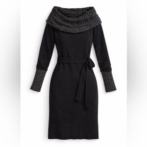 Vince Camuto Black Cowl Neck Sweater Dress